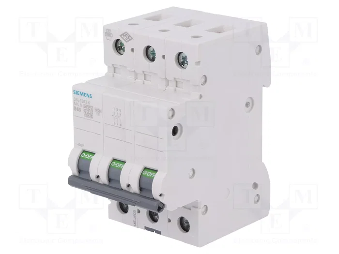 SIEMENS 5SL6363-6 Interruptor magnetotérmico 3 polos 63A Caract B SIEMENS 5SL6363-6 Interruptor magnetotérmico 3 polos 63A Caract B