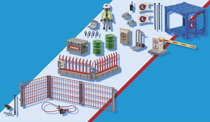 Playmobil Depósito de Carga con valla, barrera y módulo contenedor, incluye figura y accesorios Playmobil Depósito de Carga con valla, barrera y módulo contenedor, incluye figura y accesorios