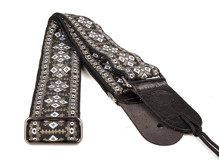 Correa Gaucho Serie Tradicional para Guitarra 50 mm Cuero Blanco y Gris