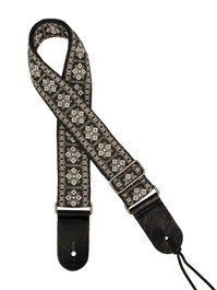 Correa Gaucho Serie Tradicional para Guitarra 50 mm Cuero Blanco y Gris