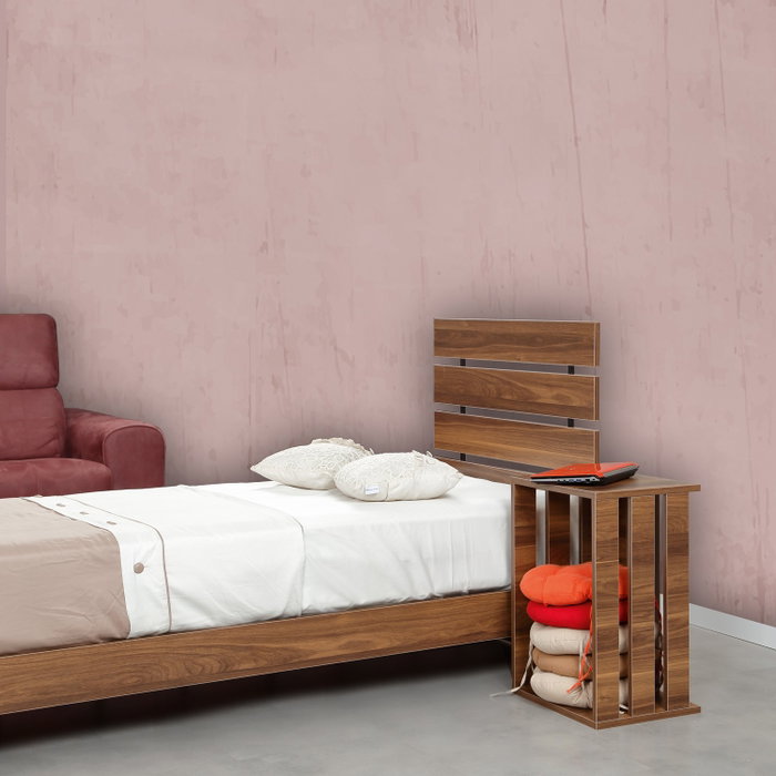 Hanah Home Base de Cama Individual 100, Nogal, Fabricado en Tablero de Partículas Melamina, 105x205x100 cm
