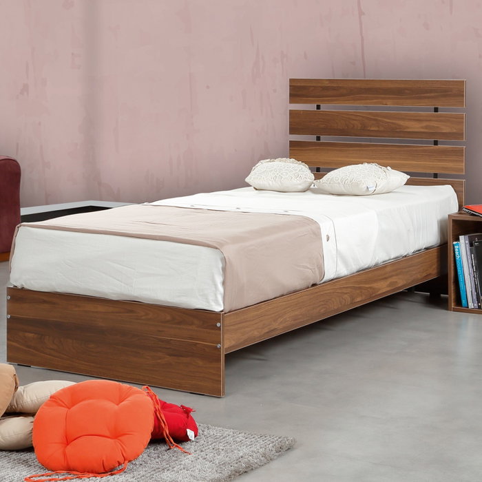 Hanah Home Base de Cama Individual 100, Nogal, Fabricado en Tablero de Partículas Melamina, 105x205x100 cm
