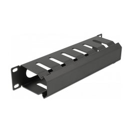 DeLOCK Panel de gestión de cables de 10 pulgadas con apertura 1U negro