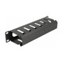 DeLOCK Panel de gestión de cables de 10 pulgadas con apertura 1U negro