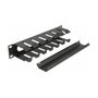 DeLOCK Panel de gestión de cables de 10 pulgadas con apertura 1U negro