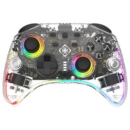 Deltaco Gaming GAM-198-T Controller 2 C Taste RGB Wireless Transparent Gamepad para Nintendo Switch, Switch 2, OLED, Android y PC con Bluetooth USB-C