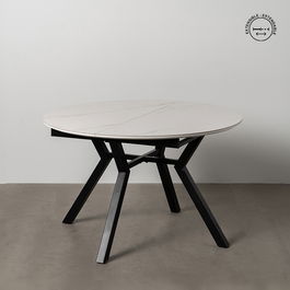 Mesa Extensible Blanco-Negro 120 X 120 X 75 cm