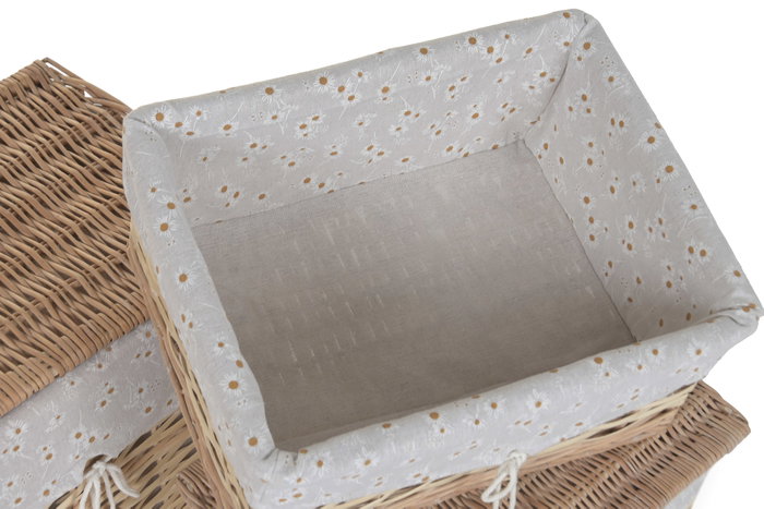 DKD Home Decor Set de 5 Cestas de Ropa Mimbre y Poliéster Flores DKD Home Decor Set de 5 Cestas de Ropa Mimbre y Poliéster Flores