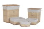 DKD Home Decor Set de 5 Cestas de Ropa Mimbre y Poliéster Flores
