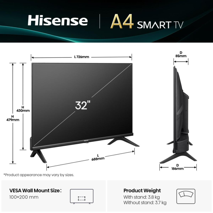 Hisense 32A4Q Smart TV 32" HD Negro Wifi