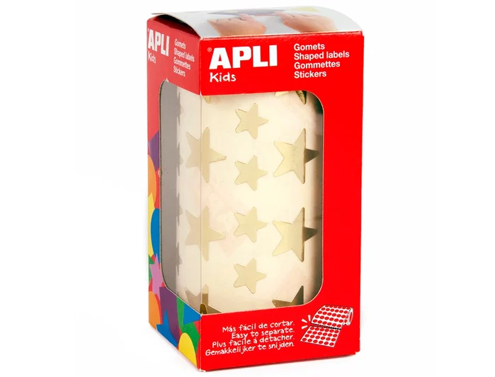 Apli Gomets Estrella Oro Metalizado 12,5mm y 19,5mm Rollo