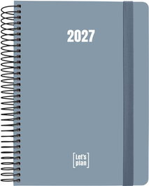 Grafoplas Agenda Anual 2027 Colors con Espiral y Goma A5 Azul Plomo
