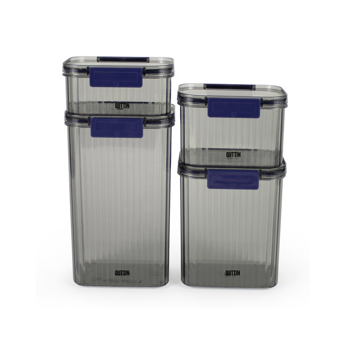 Inde Tarro de Plástico PET Rectangular con Tapa Hermética de 1300 ml / 13.2 x 10.8 x 15 cm - Quttin (12 Unidades)