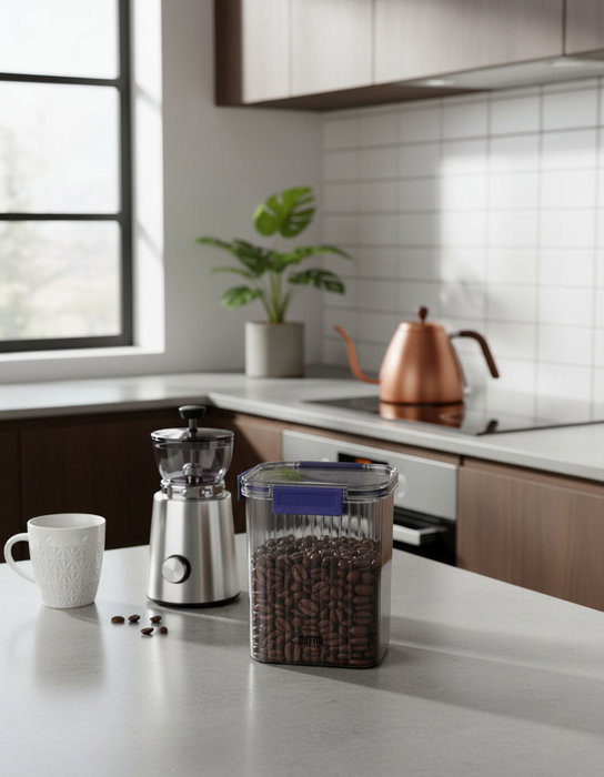 Inde Tarro de Plástico PET Rectangular con Tapa Hermética de 1300 ml / 13.2 x 10.8 x 15 cm - Quttin (12 Unidades)