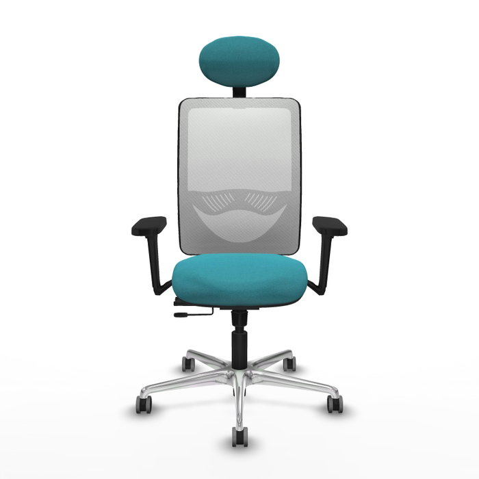 PIQUERAS Y CRESPO Silla de oficina Zulema con mecanismo Sincro/Traslack, Tela Turquesa y Malla Blanca PIQUERAS Y CRESPO Silla de oficina Zulema con mecanismo Sincro/Traslack, Tela Turquesa y Malla Blanca