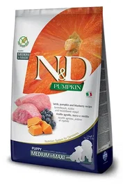 Farmina N&D Dog Puppy Pumpkin Medium Maxi Cordero 2,5 kg Alimento completo para cachorros, perras gestantes y en lactación. Sin cereales.