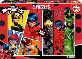 EDUCA BORRAS Puzzle 2x100 piezas Miraculous Ladybug