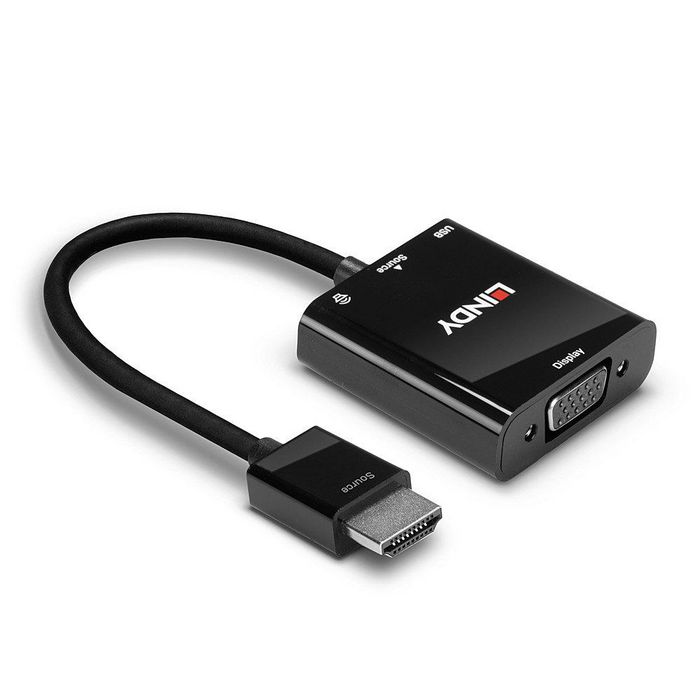 Lindy Convertidor HDMI a VGA y Audio, Soporte Full HD 1080p, Ideal para Conectar Portátiles y PCs a Monitores VGA