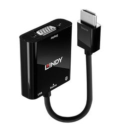 Lindy Convertidor HDMI a VGA y Audio, Soporte Full HD 1080p, Ideal para Conectar Portátiles y PCs a Monitores VGA