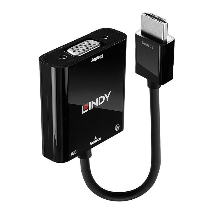 Lindy 38285 Conversor HDMI a VGA con Audio, Negro