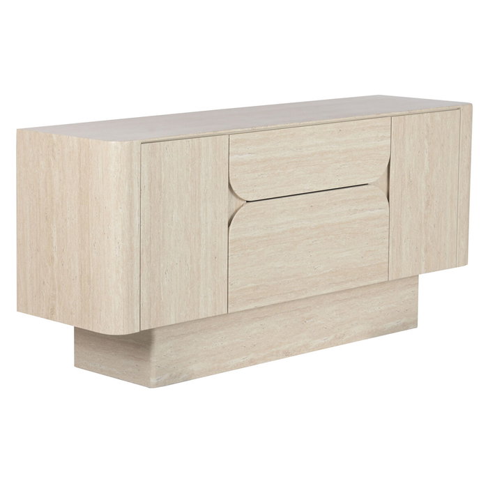 DKD Home Decor Buffet de Madera Símil Travertino Beige 162,6x45,5x76 cm DKD Home Decor Buffet de Madera Símil Travertino Beige 162,6x45,5x76 cm