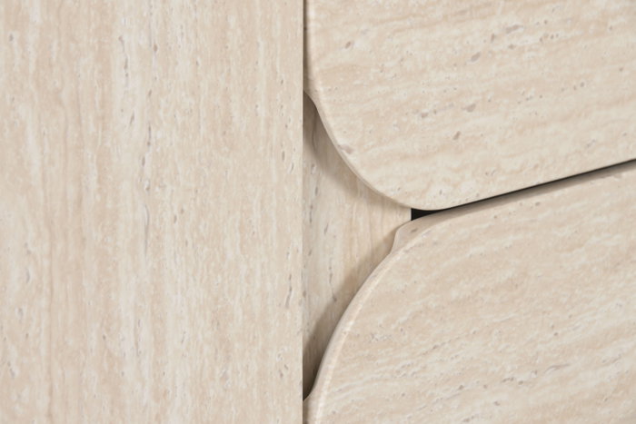 DKD Home Decor Buffet de Madera Símil Travertino Beige 162,6x45,5x76 cm DKD Home Decor Buffet de Madera Símil Travertino Beige 162,6x45,5x76 cm