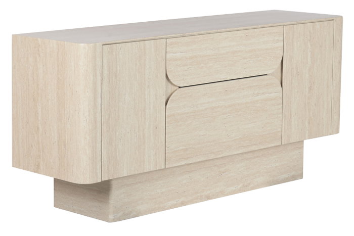 DKD Home Decor Buffet de Madera Símil Travertino Beige 162,6x45,5x76 cm DKD Home Decor Buffet de Madera Símil Travertino Beige 162,6x45,5x76 cm