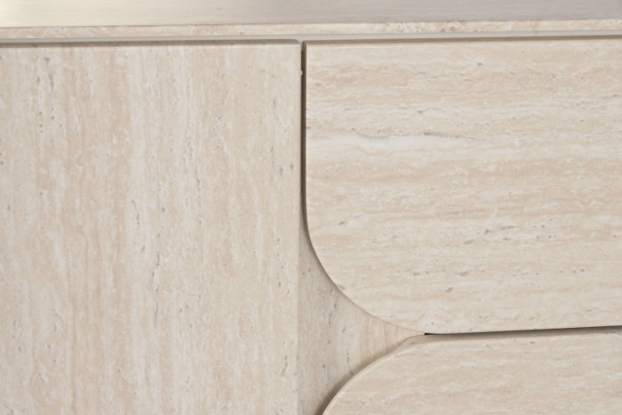 DKD Home Decor Buffet de Madera Símil Travertino Beige 162,6x45,5x76 cm DKD Home Decor Buffet de Madera Símil Travertino Beige 162,6x45,5x76 cm
