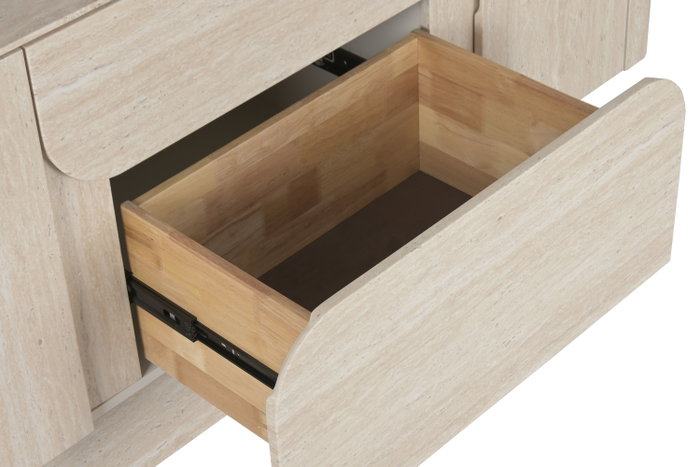DKD Home Decor Buffet de Madera Símil Travertino Beige 162,6x45,5x76 cm DKD Home Decor Buffet de Madera Símil Travertino Beige 162,6x45,5x76 cm