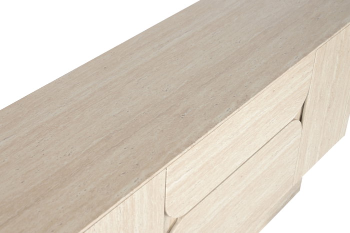 DKD Home Decor Buffet de Madera Símil Travertino Beige 162,6x45,5x76 cm DKD Home Decor Buffet de Madera Símil Travertino Beige 162,6x45,5x76 cm