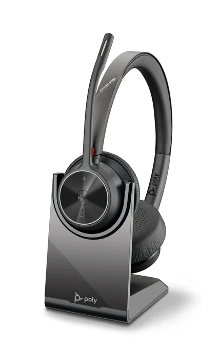 Poly Voyager 4320-M con certificación Microsoft Teams, Adaptador BT700 y Base de Carga - Negro