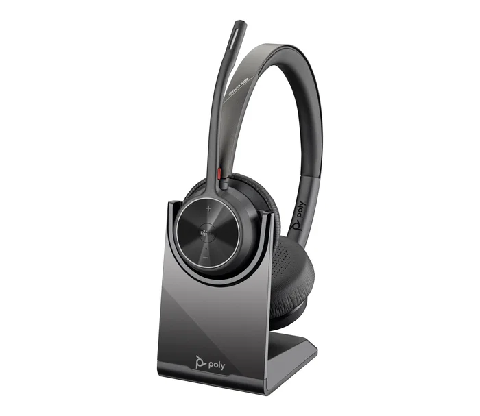 Poly Voyager 4320-M con certificación Microsoft Teams, Adaptador BT700 y Base de Carga - Negro