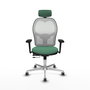 PIQUERAS Y CRESPO Silla de oficina Jorquera con mecanismo Sincro/Traslack, Verde esmeralda y Blanco