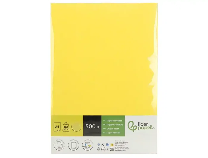 Liderpapel Papel Color DIN A4 Amarillo 80 g 500 Hojas