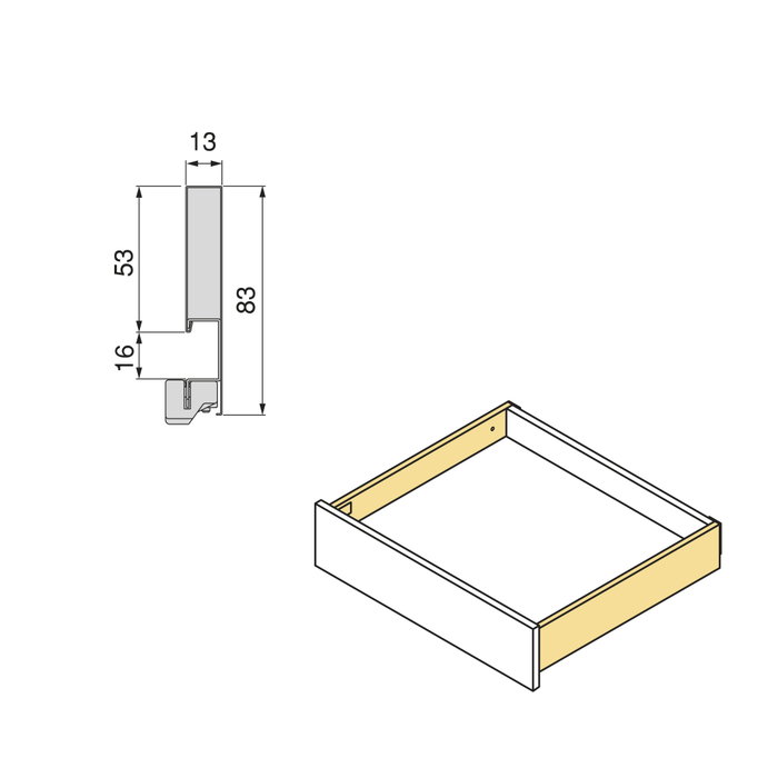 Emuca Kit de Cajón Exterior Vertex con Regulación 3D, 83mm de Altura, 500mm de Profundidad, Blanco
