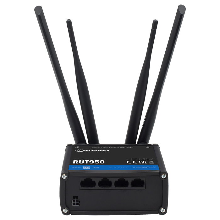 Teltonika RUT950 Router Industrial 4G/LTE Dual SIM con Wi-Fi 4 (802.11n) 2.4 GHz, Ethernet, 3G, Negro