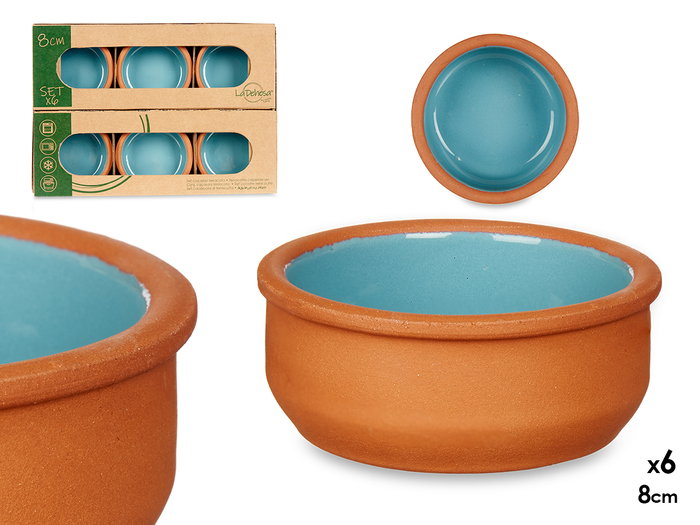 La Dehesa Set 6 Cazuelas Barro 8 cm Color Azul (Set de 10)