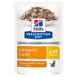 Hill's Prescription Diet c/d Urinary Care Wet Food for Cats, 12 Pouches of 85 g Each