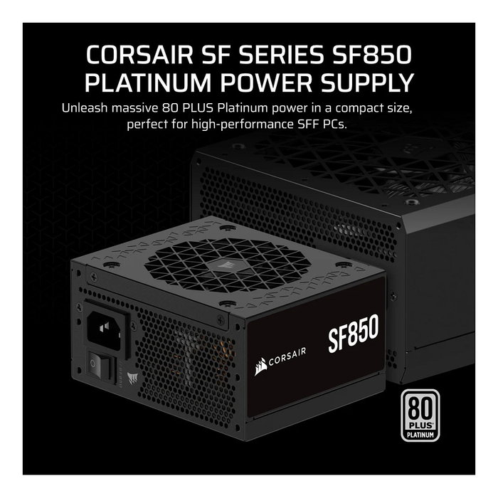 Corsair SF850 Fuente de Alimentación SFX 850W 80 PLUS Platinum Modular Negro Corsair SF850 Fuente de Alimentación SFX 850W 80 PLUS Platinum Modular Negro