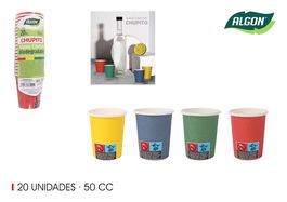 Algon Set de 20 Vasos de Cartón para Chupito 50 cc 4.3x4.3x5.3 cm (36 Unidades)