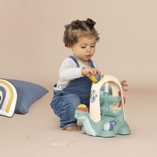 Smoby - Juego de actividades Coral 2 en 1 con circuito de bolas y juguetes de arrastre para bebés +12 meses, sin pilas, plástico