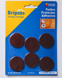 BRIPLAS Pack de 6 Protectores de Fieltro Adhesivo Redondos de 32 mm Marrón