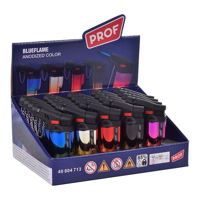 Prof Encendedor Electrónico Antorcha Anodized Colores Surtidos Llama Azul
