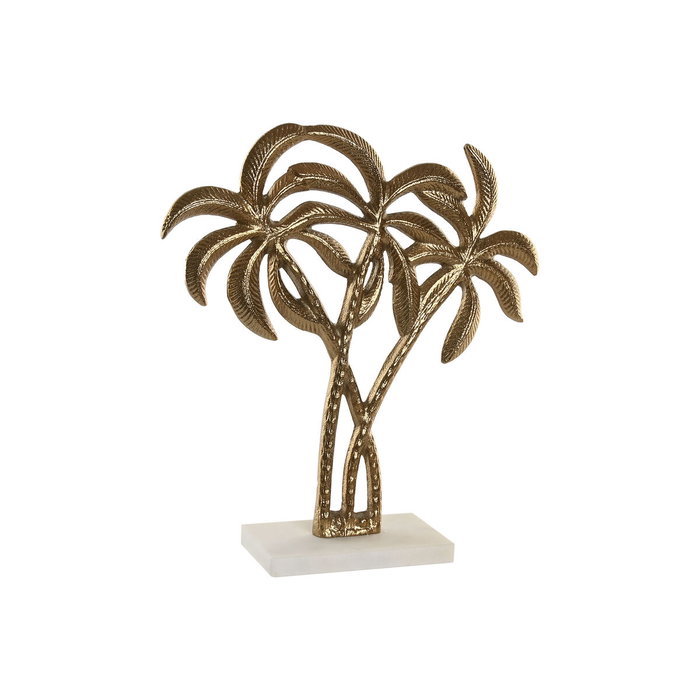 DKD Home Decor Decoración de Palmeras en Aluminio y Mármol, Dorado y Blanco