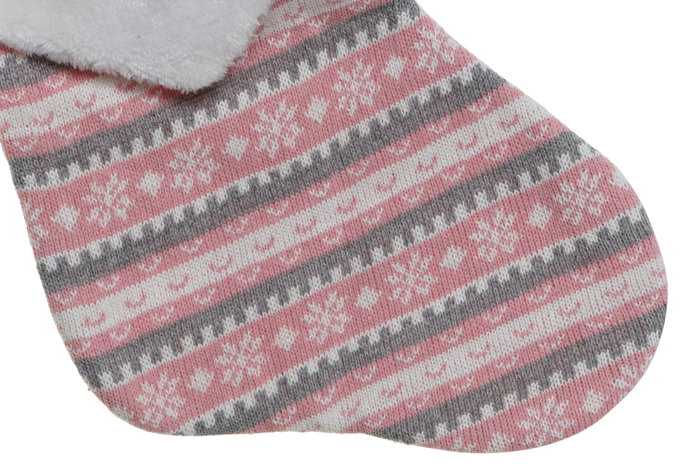 DKD Home Decor Calcetín Poliéster Noel Rosa y Blanco