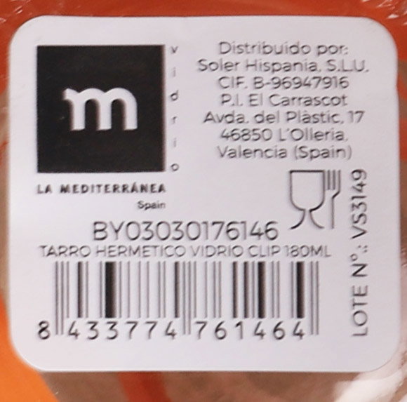 La Mediterranea Tarro Hermético Vidrio Clip 180 ml (36 Unidades)
