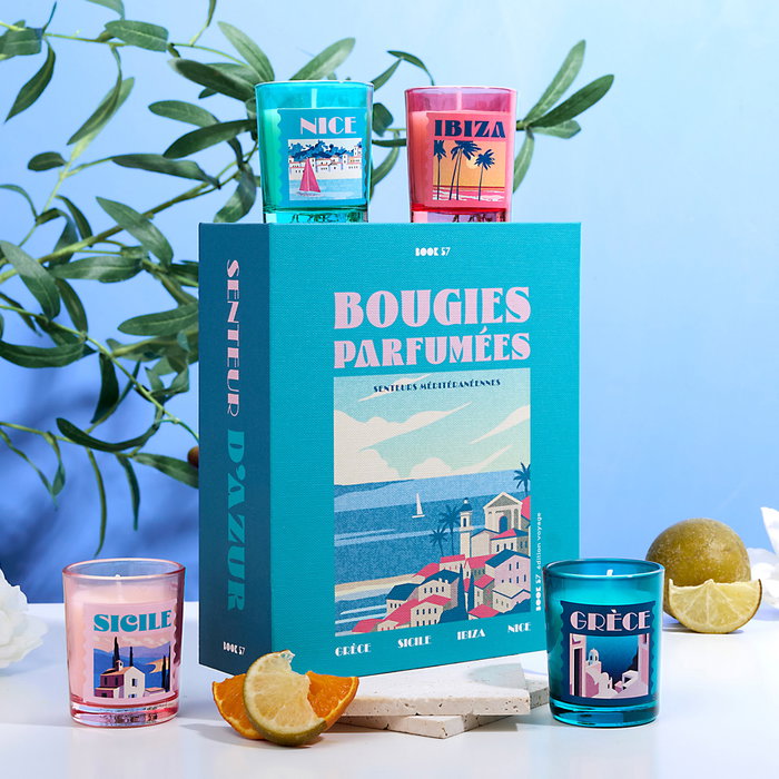 Home Deco Factory - Juego de 4 Velas Perfumadas, Colección Dolce Vita, Aromas Surtidos, 8h de Combustión