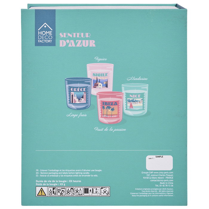 Home Deco Factory - Juego de 4 Velas Perfumadas, Colección Dolce Vita, Aromas Surtidos, 8h de Combustión