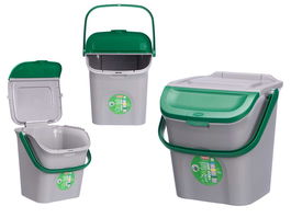 Stefanplast Cubo Basura 28L Apilable Ecoway Verde Gris 38 x 41 x 37 cm (Set de 6)