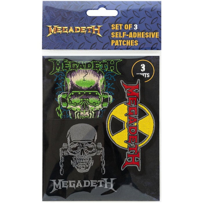 ERIK Set 3 Parches Megadeth de Poliéster para Coser o Pegar